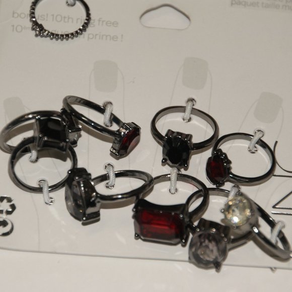 New HEMATITE GOTHIC GLAM RINGS - 10 PACK NWT - Picture 4 of 6